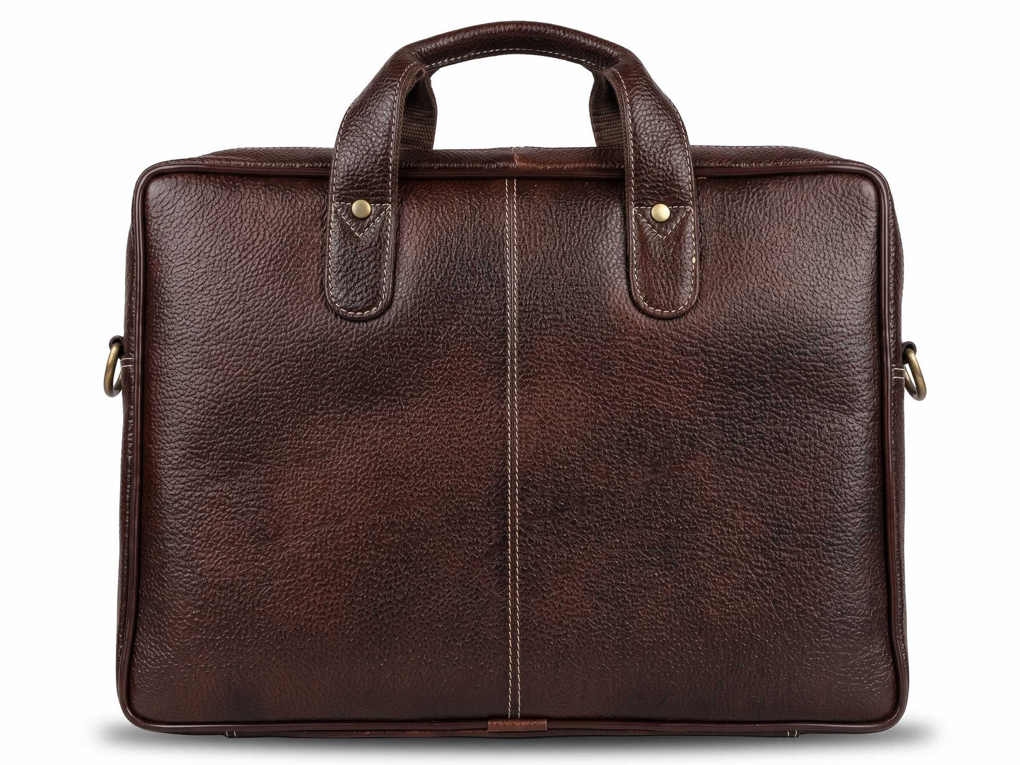 Solvicraft 14-Inch Genuine Leather Laptop Bag – Premium Full-Grain Brown Office Briefcase & Messenger Bag for Men and Women