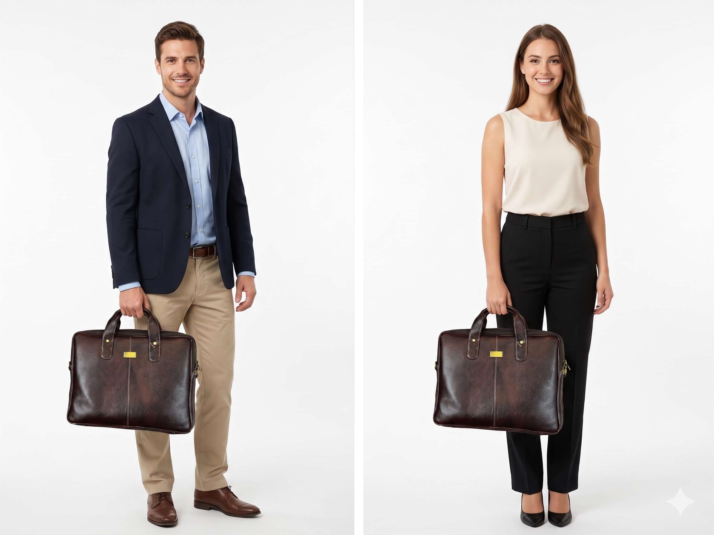 Solvicraft 14-Inch Genuine Leather Laptop Bag – Premium Full-Grain Brown Office Briefcase & Messenger Bag for Men and Women